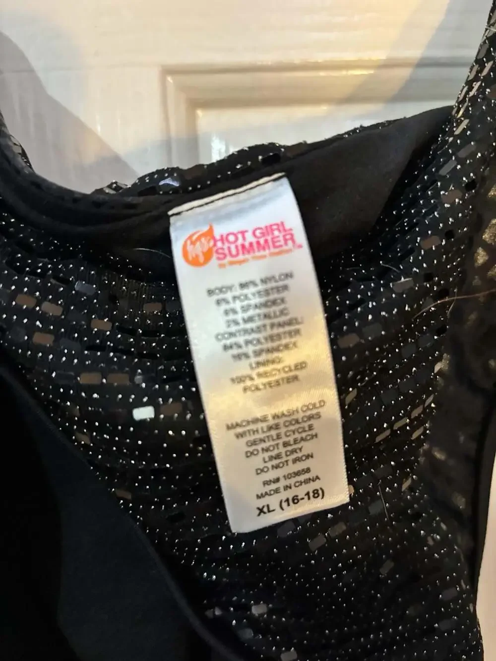Hot Girl Summer by Megan Thee Stallion Black Sequin and Chain Bikini Set XL